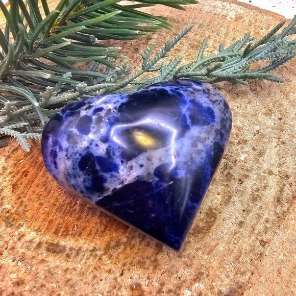 Beautiful Blue Sodalite Stone Carved 2" Heart Palm Stone - Picture 10 of 10